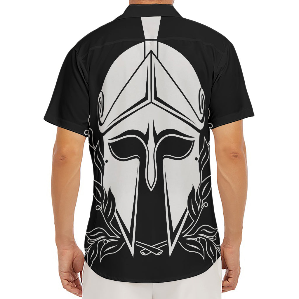 Black And White Spartan Helmet Print Men's Deep V-Neck Shirt