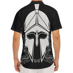 Black And White Spartan Helmet Print Men's Deep V-Neck Shirt