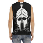 Black And White Spartan Helmet Print Men's Fitness Tank Top