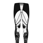 Black And White Spartan Helmet Print Men's leggings