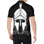 Black And White Spartan Helmet Print Men's Shirt