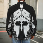 Black And White Spartan Helmet Print Men's Shirt Jacket