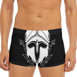 Black And White Spartan Helmet Print Men's Short Boxer Briefs