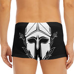 Black And White Spartan Helmet Print Men's Short Boxer Briefs