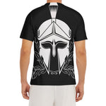 Black And White Spartan Helmet Print Men's Short Sleeve Rash Guard