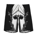 Black And White Spartan Helmet Print Men's Athletic Shorts