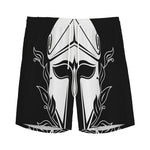 Black And White Spartan Helmet Print Men's Sports Shorts