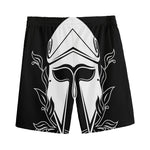 Black And White Spartan Helmet Print Men's Sports Shorts