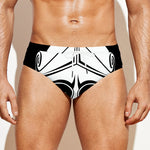 Black And White Spartan Helmet Print Men's Swim Briefs