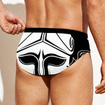 Black And White Spartan Helmet Print Men's Swim Briefs
