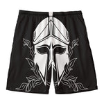 Black And White Spartan Helmet Print Men's Swim Trunks