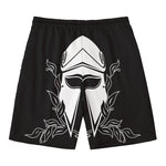 Black And White Spartan Helmet Print Men's Swim Trunks