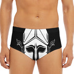 Black And White Spartan Helmet Print Men's Triangle Swim Briefs