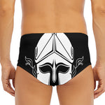 Black And White Spartan Helmet Print Men's Triangle Swim Briefs