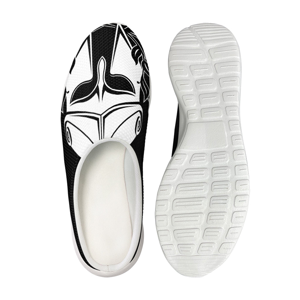 Black And White Spartan Helmet Print Mesh Casual Shoes
