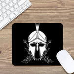 Black And White Spartan Helmet Print Mouse Pad