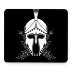 Black And White Spartan Helmet Print Mouse Pad