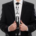 Black And White Spartan Helmet Print Necktie