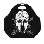 Black And White Spartan Helmet Print Neoprene Lunch Bag