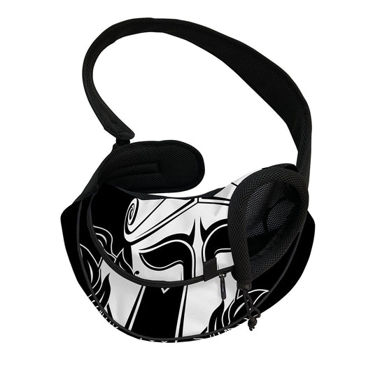 Black And White Spartan Helmet Print Pet Sling Carrier