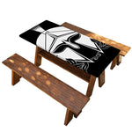 Black And White Spartan Helmet Print Picnic Table Cover