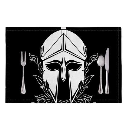 Black And White Spartan Helmet Print Placemat
