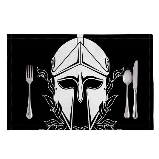 Black And White Spartan Helmet Print Placemat