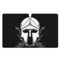 Black And White Spartan Helmet Print Polyester Doormat