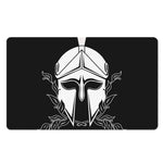 Black And White Spartan Helmet Print Polyester Doormat