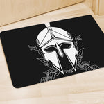 Black And White Spartan Helmet Print Polyester Doormat
