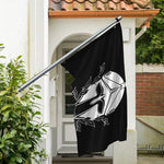 Black And White Spartan Helmet Print Polyester Flag