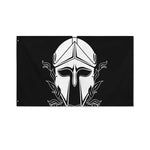 Black And White Spartan Helmet Print Polyester Flag