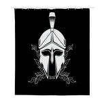 Black And White Spartan Helmet Print Polyester Shower Curtain