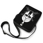 Black And White Spartan Helmet Print Rectangular Crossbody Bag