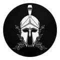 Black And White Spartan Helmet Print Round Blanket
