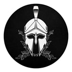 Black And White Spartan Helmet Print Round Blanket