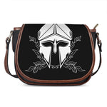 Black And White Spartan Helmet Print Saddle Bag
