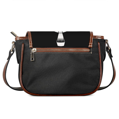 Black And White Spartan Helmet Print Saddle Bag