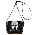 Black And White Spartan Helmet Print Saddle Bag