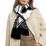 Black And White Spartan Helmet Print Scarf