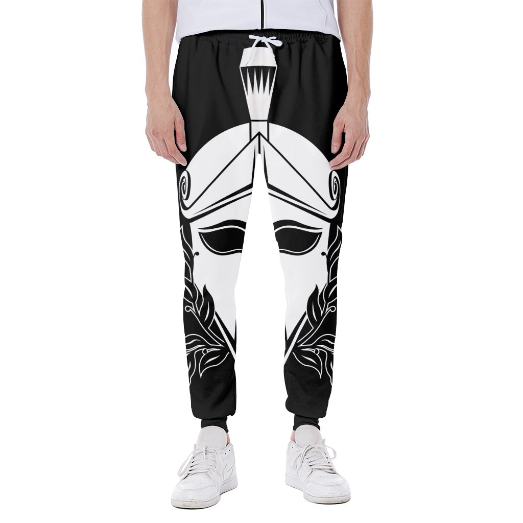 Black And White Spartan Helmet Print Scuba Joggers