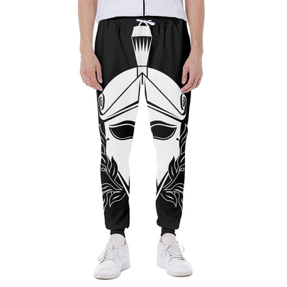 Black And White Spartan Helmet Print Scuba Joggers