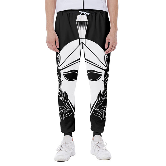 Black And White Spartan Helmet Print Scuba Joggers