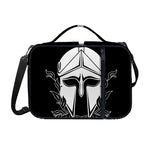Black And White Spartan Helmet Print Shoulder Strap Bible Bag