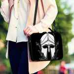 Black And White Spartan Helmet Print Shoulder Strap Bible Bag