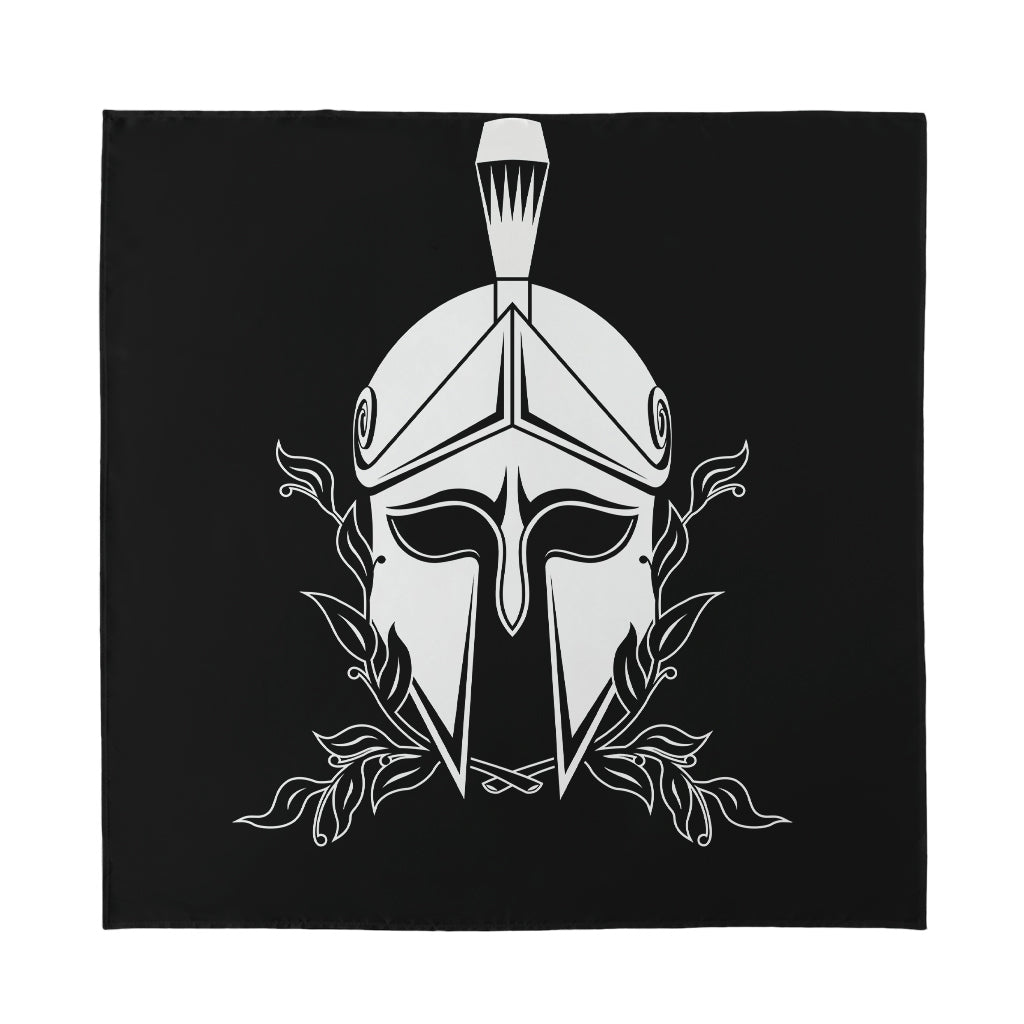 Black And White Spartan Helmet Print Silk Bandana