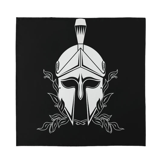 Black And White Spartan Helmet Print Silk Bandana