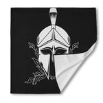 Black And White Spartan Helmet Print Silk Bandana