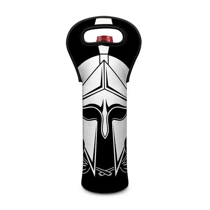 Black And White Spartan Helmet Print Single Neoprene Wine Tote