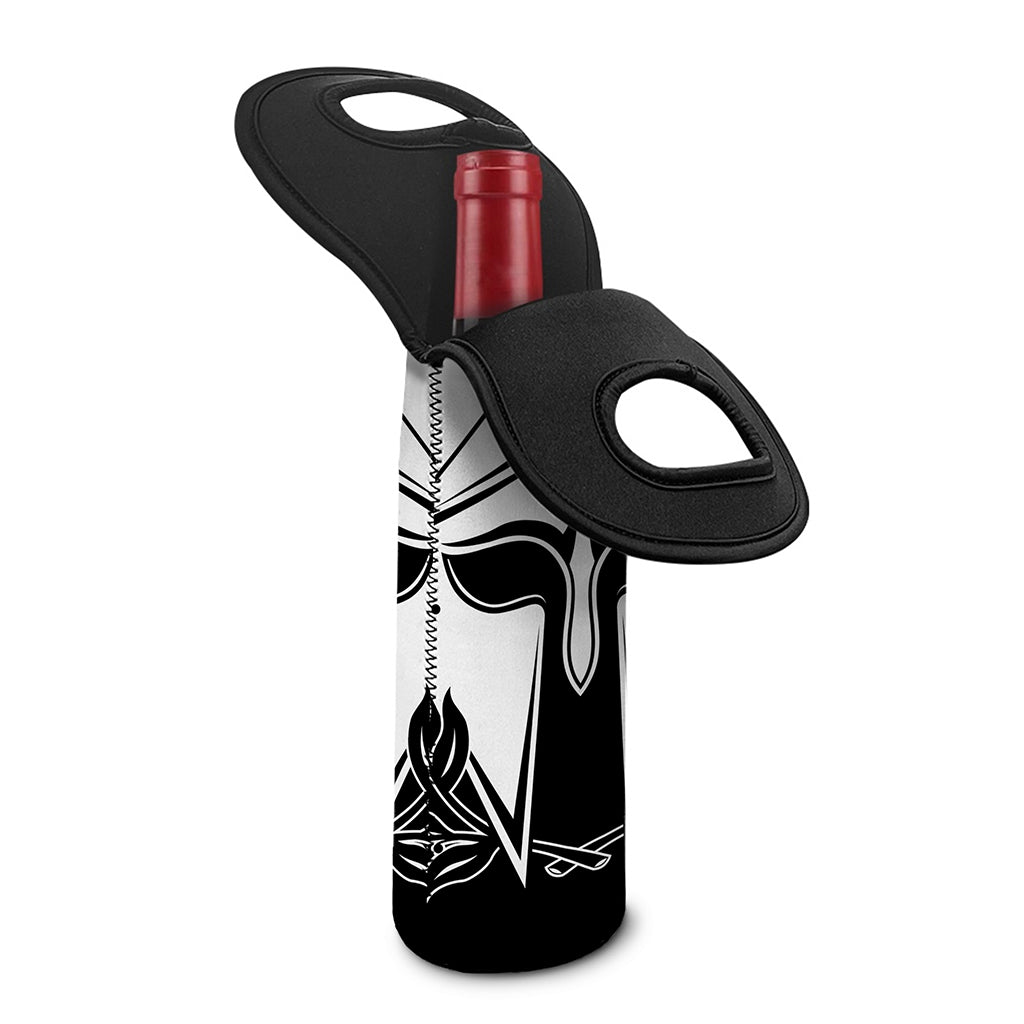 Black And White Spartan Helmet Print Single Neoprene Wine Tote